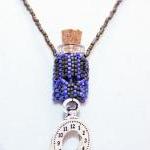 Beaded Bottle Necklace Blue..