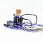 Beaded Bottle Necklace Blue..